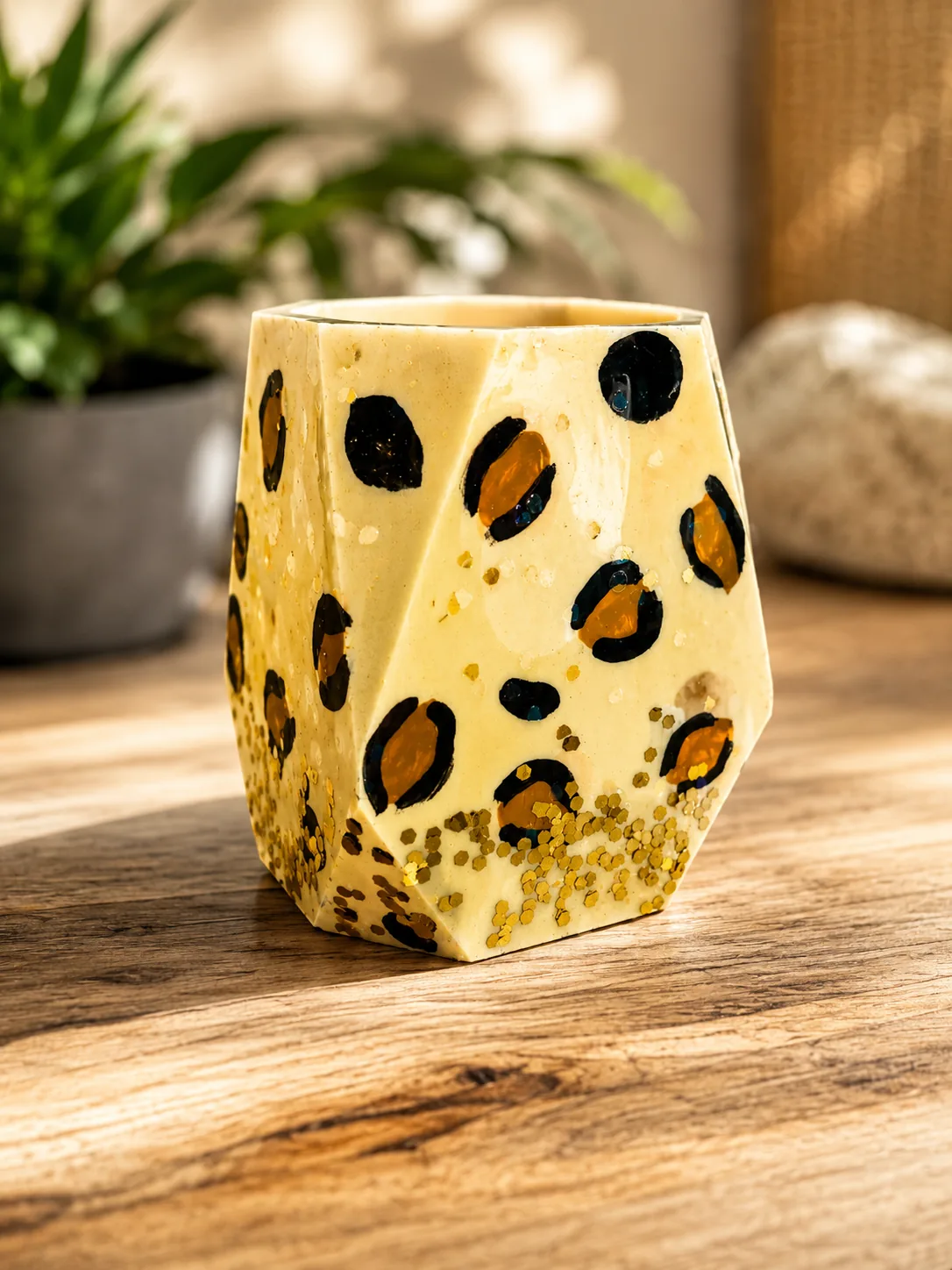 Mate Hexagonal Leopardo Dorado ElyVentas